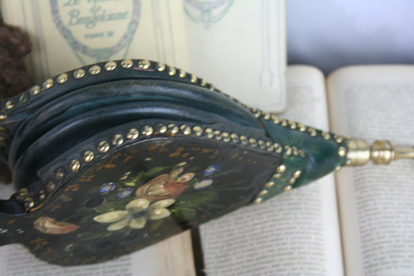 Antique French 1880 NAPOLEON III black Lacquer Bellows fireplace Mother of pearl