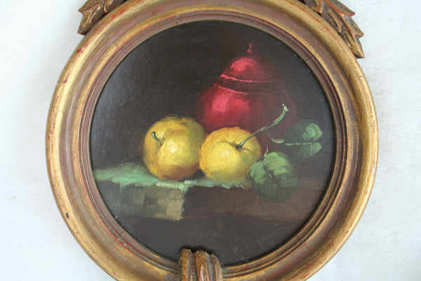 F LLorens 1874-1948 Spanish oil on panel medaillon Painting unusual frame