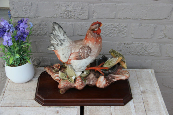 Large Capodimonte porcelain Italian marked  Chicken statue group