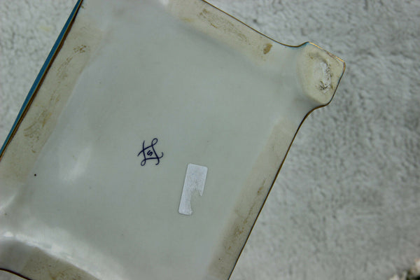 French Blue lidded Box landscape in sevres porcelain