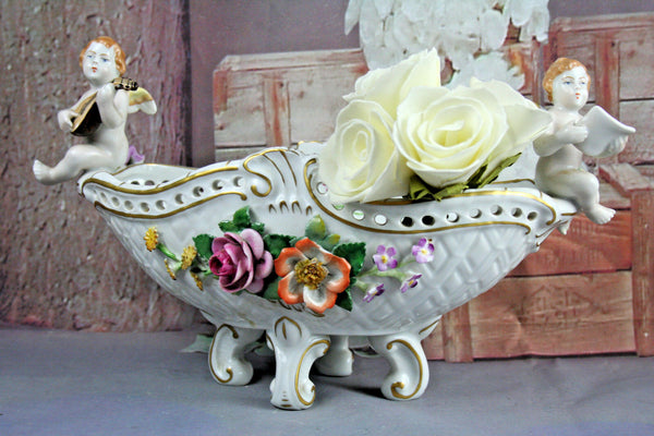 German porcelain centerpiece putti angels bowl floral schierholz plaue