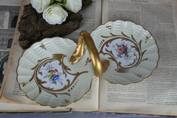 French Limoges Porcelain Floral chocolate tray presentation circa 1950 signed