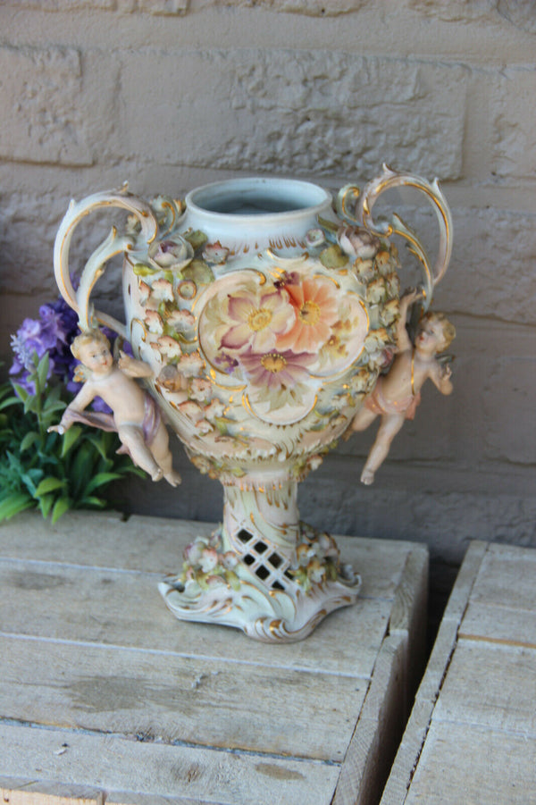 Antique german marked putti porcelain vase