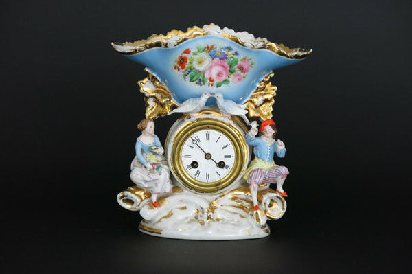 Stunning Antique French porcelain Clock gout de jacob petit figurines bird