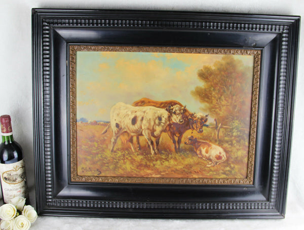 Top artist Henry PAUL SCHOUTEN charming oil panel painting Cown field 1890