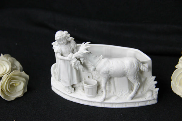 Bisque porcelain antique Group goat planter jardiniere statue