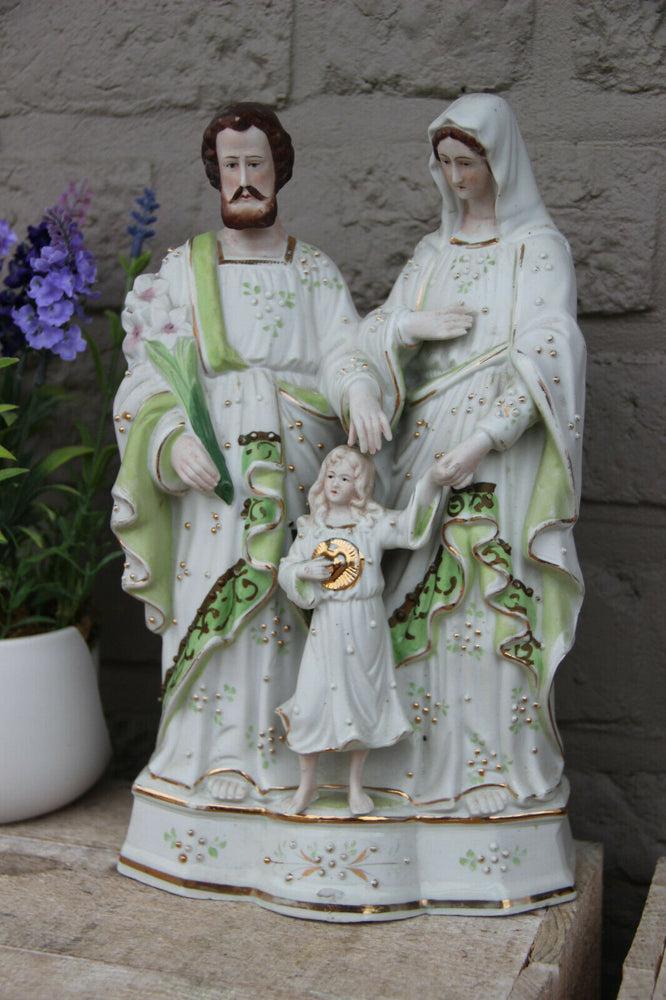 Antique  French Religious porcelain holy family group statue
