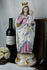 Large French porcelain bisque polychrome madonna child statue religious