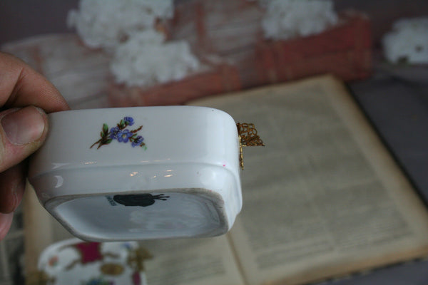 Set of 3 French limoges porcelain ashtrays marked floral