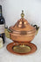 Gorgeous French copper soup tureen bowl coupe on plate ram heads brass RARE