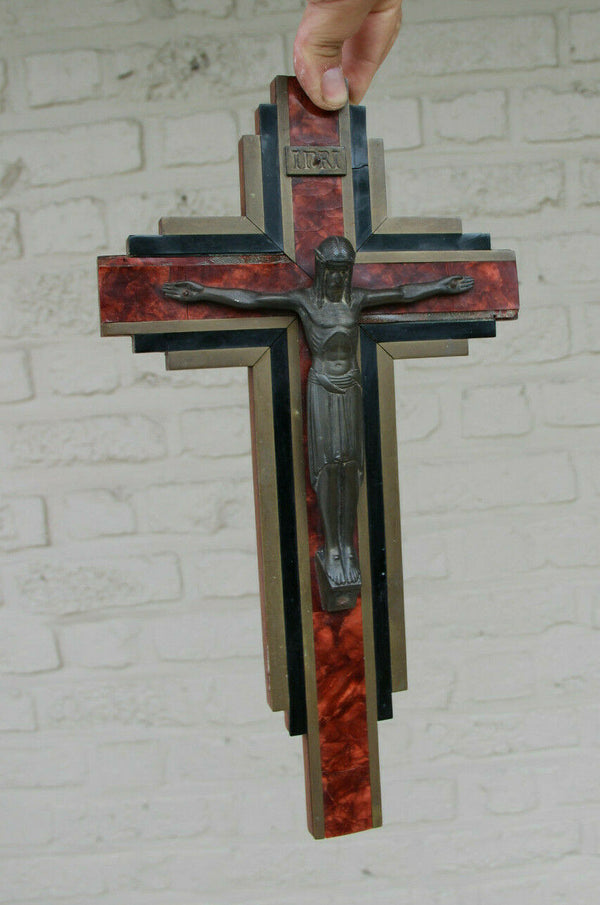 Antique French art deco 1930 Crucifix cross christ