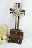 Flemish Tramp art handmade wood cigar box carved crucifix cross christ religious
