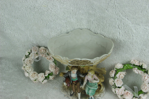 Capodimonte porcelain centerpiece bowl coupe boy girl group