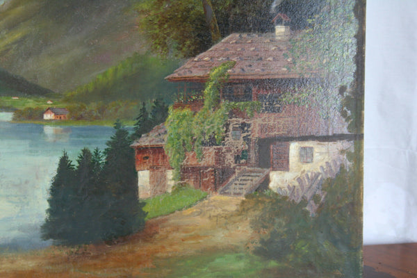 Oil on Canvas mountains landscape austria italy   1960's   31.5x23.6