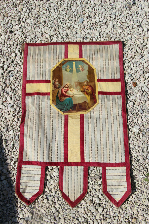 Antique  French Religious catholic procession banner