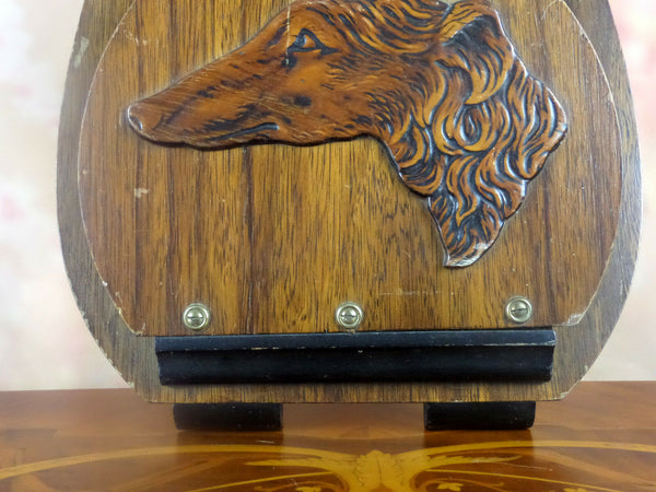 ART DECO French newspaper rack wall GREYHOUND WHIPPET BORZOI wood antique