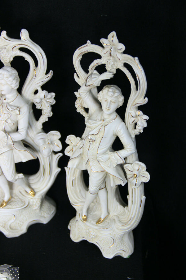 Antique Xl set German bisque porcelain romantic figurines group 1900s