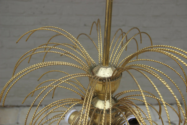 Mid century 1960 brass metal  maison jansen era palm tree chandelier pendant n2