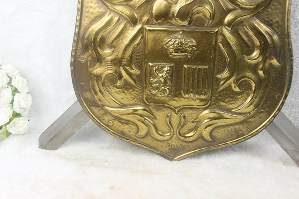 French copper embossed Wall shield armor Swords knight 1960s