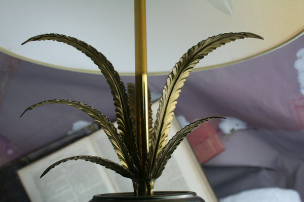 French Vintage 1960 Brass leaves table lamp mid-century vintage