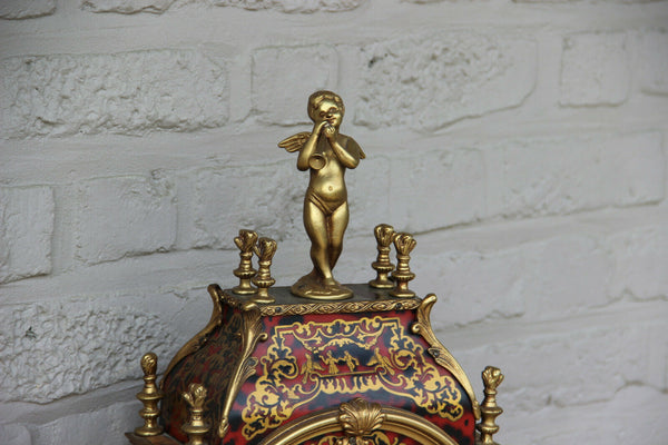 Stunning XL French boulle cartel bronze  putti figurine mantel clock