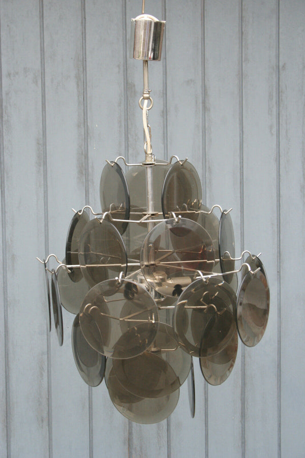 Exclusive Italian chandelier 27 discs complete attr. VISTOSI 1960's Mid-century