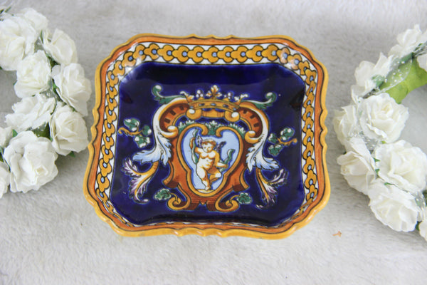 French vintage GIEN porcelain marked vide poche Putti faun mythological
