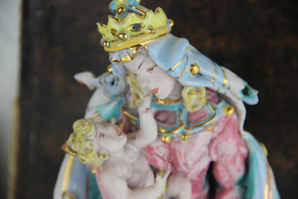 Rare Italian Terra cotta polychrome rococo Florence Madonna statue sculpture