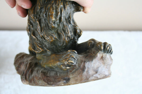 Antique ART DECO A Fagotto Terracotta Signed Lion statue sculpture