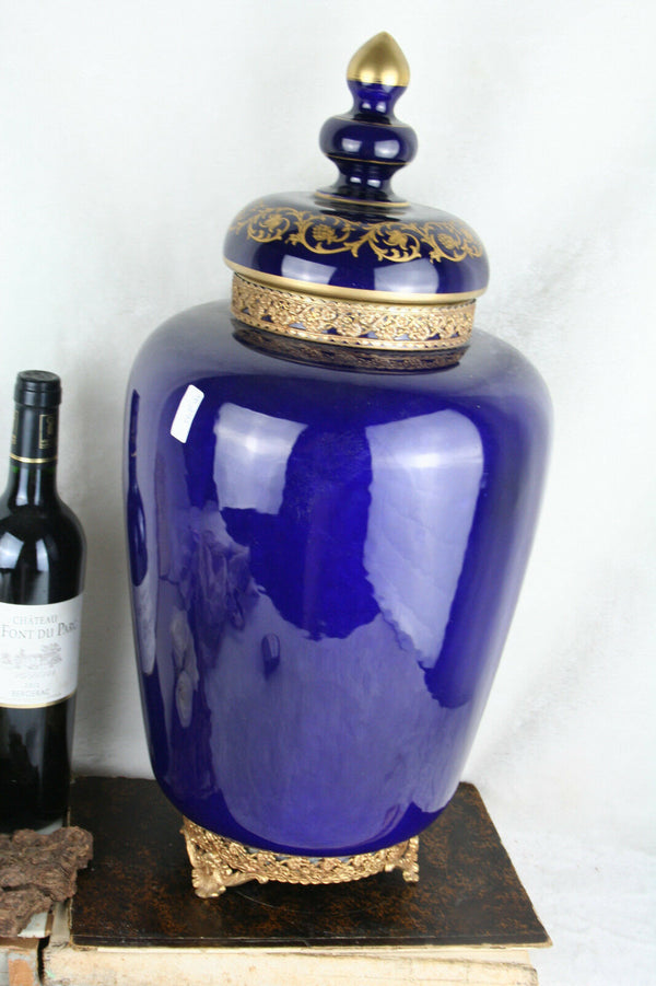 XL Vtg cobalt blue porcelain Vase marked 1960's