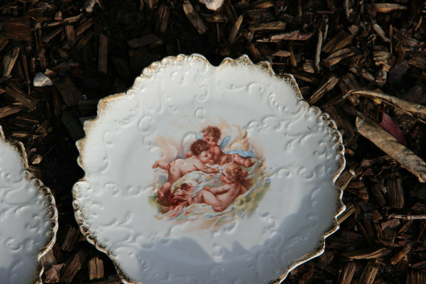 Set 6 Antique porcelain putti angels Scene plates