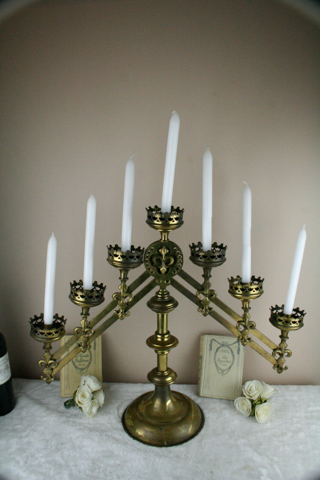 Antique French Bronze Standing Candle Stick Holder Floral Candelabra Candle  Holder Candlestick RARE Religious Church Altar Candleholder -  Canada