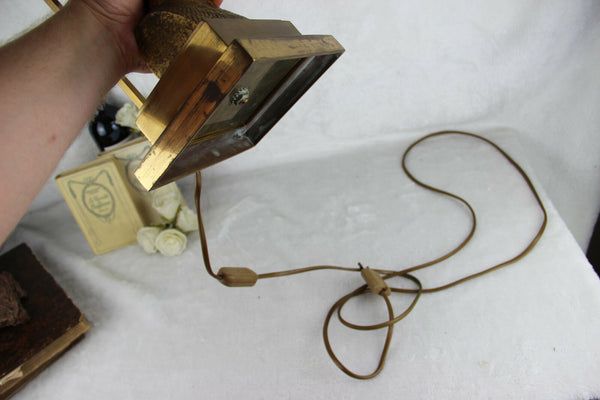 Vintage 70s Cast resin gold gilt Egypt pharao table lamp