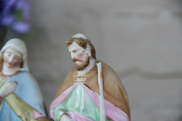 Antique French paris porcelain soft pastel colour holy family font religious