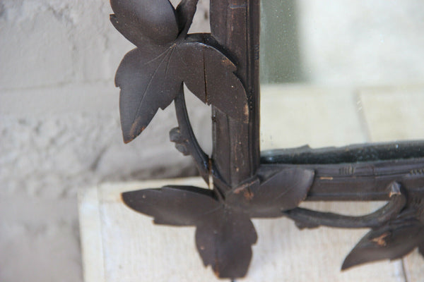 German black forest wood carved leaf wall mirror