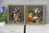 Antique pair oil panel French painting Still life hunting trophy patridge bird