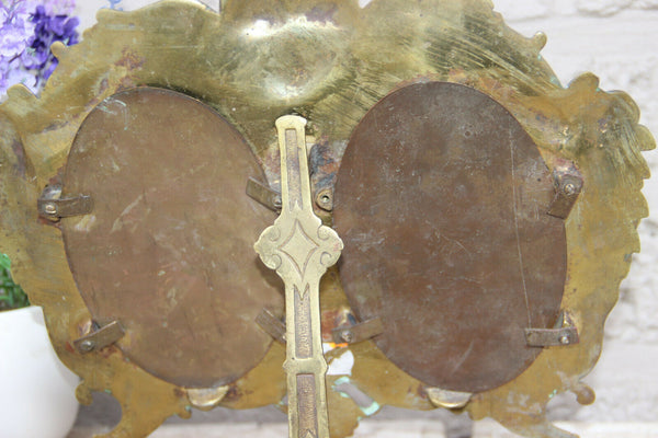 Bronze Antique picture photo frame putti head