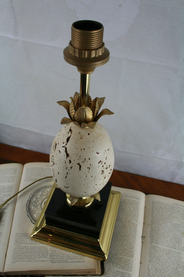 Maison charles French 1960 Austrian Egg Table lamp travertine vintage