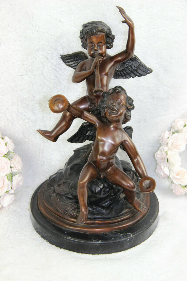 Art deco bronze Putti cherubs music statue group signed J daste 1920s