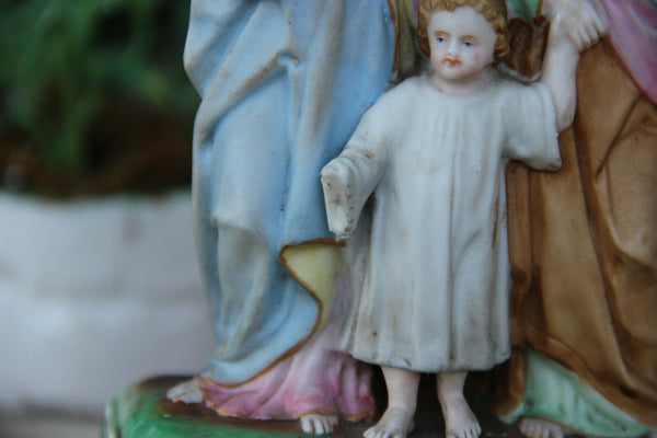 Antique French paris porcelain soft pastel colour holy family font religious