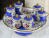 Antique French Serving tray 6 cream pots sevres floral porcelain 1900