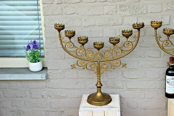 HUGE pair French  church altar candelabras Candle holders religious top piece