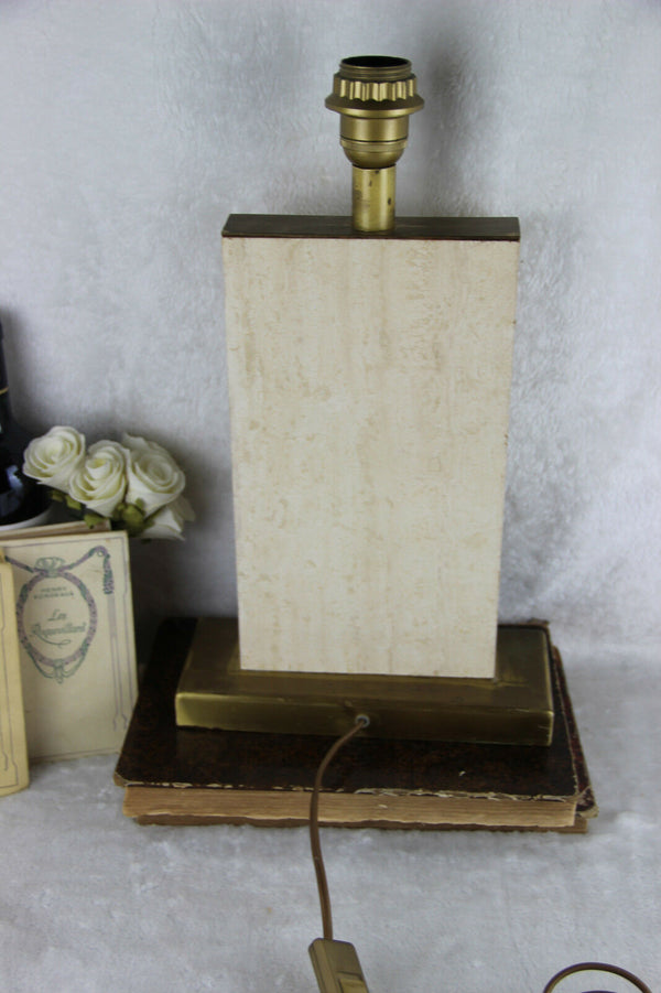 Modernist french vintage 1960 retro Travertin table lamp mid-century