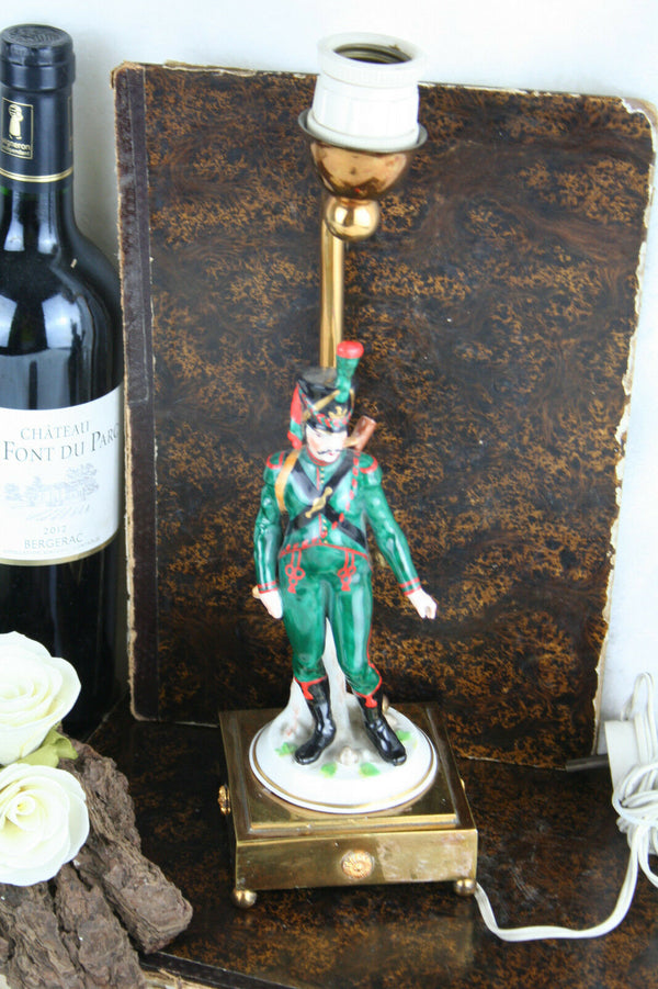 vintage 1960 French Napoleon soldier officer figurine army lamp brass base