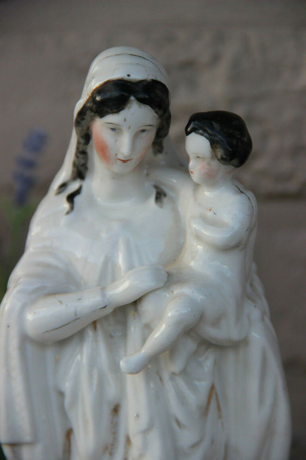 Antique vieux paris porcelain Madonna religious figurine