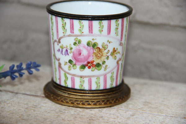 Miniature Sevres porcelain marked Vase floral decor