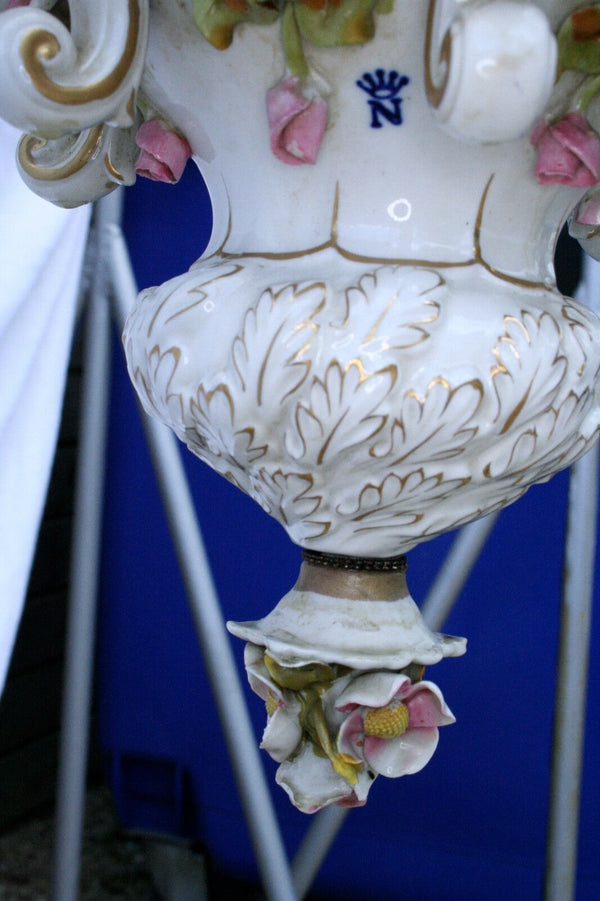 Capodimonte porcelain  VTG italian 60's chandelier 6 arms marked floral decor
