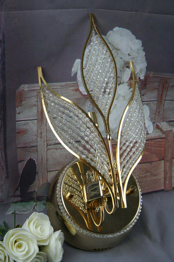 Rare Vintage Italian Wall sconce early 1980's Autumn leaves glass pearls