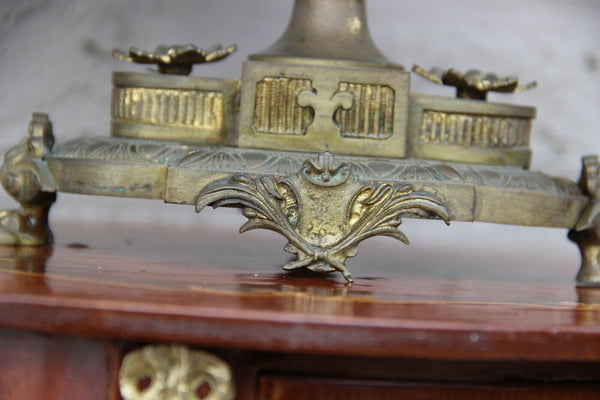 Gorgeous Canton chinese porcelain plate Bronze frame lion paws centerpiece bowl