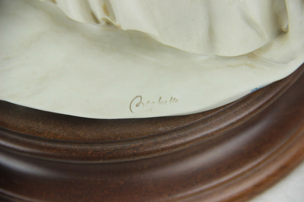 Capodimonte marked Bisque porcelain lady whippet borzoi dog 1960